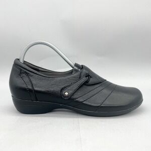 Dansko Womens 39/ 8.5 Franny Loafers Shoes Black Leather Slip On Comfort Casual‎